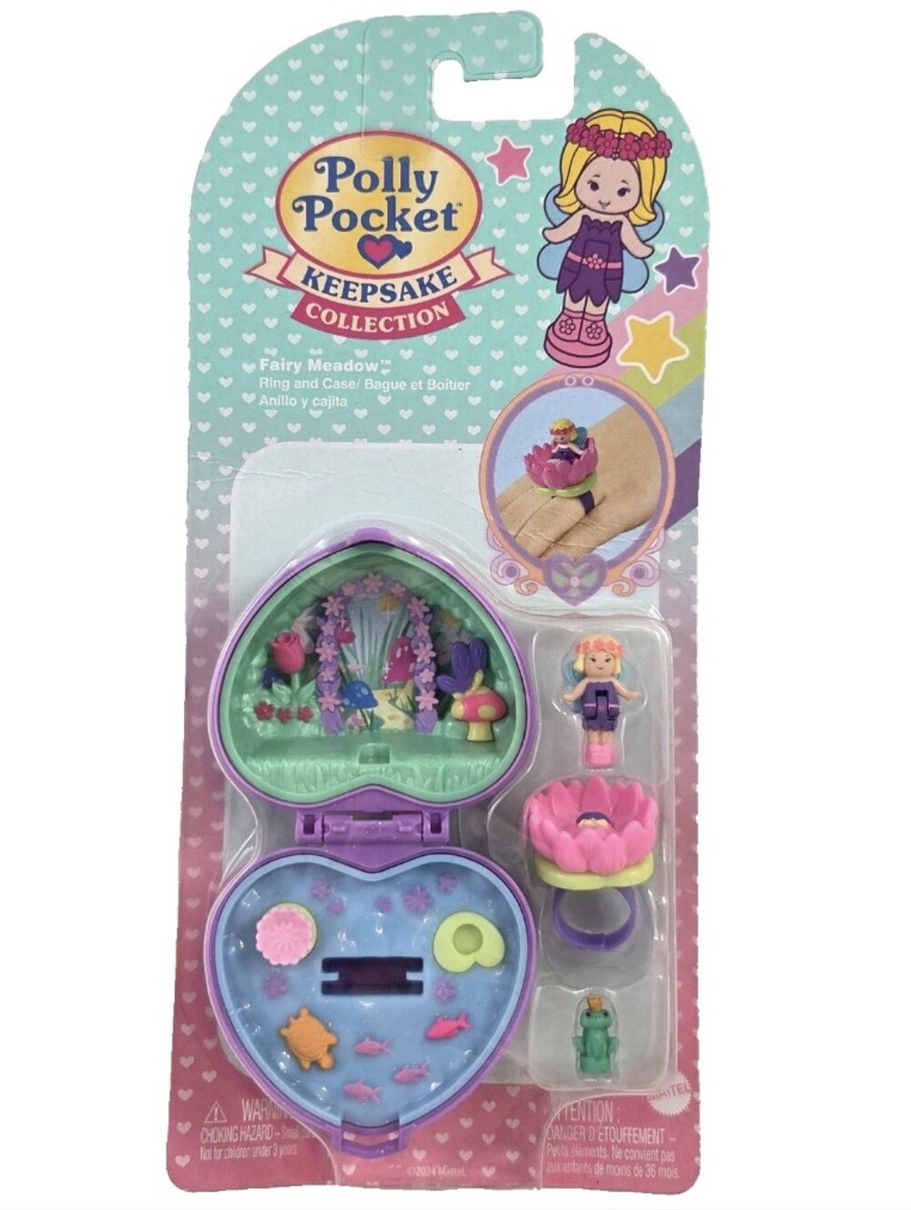 Polly Pocket Keepsake Collection Fairy Meadow Ring & Case Mattel NEW